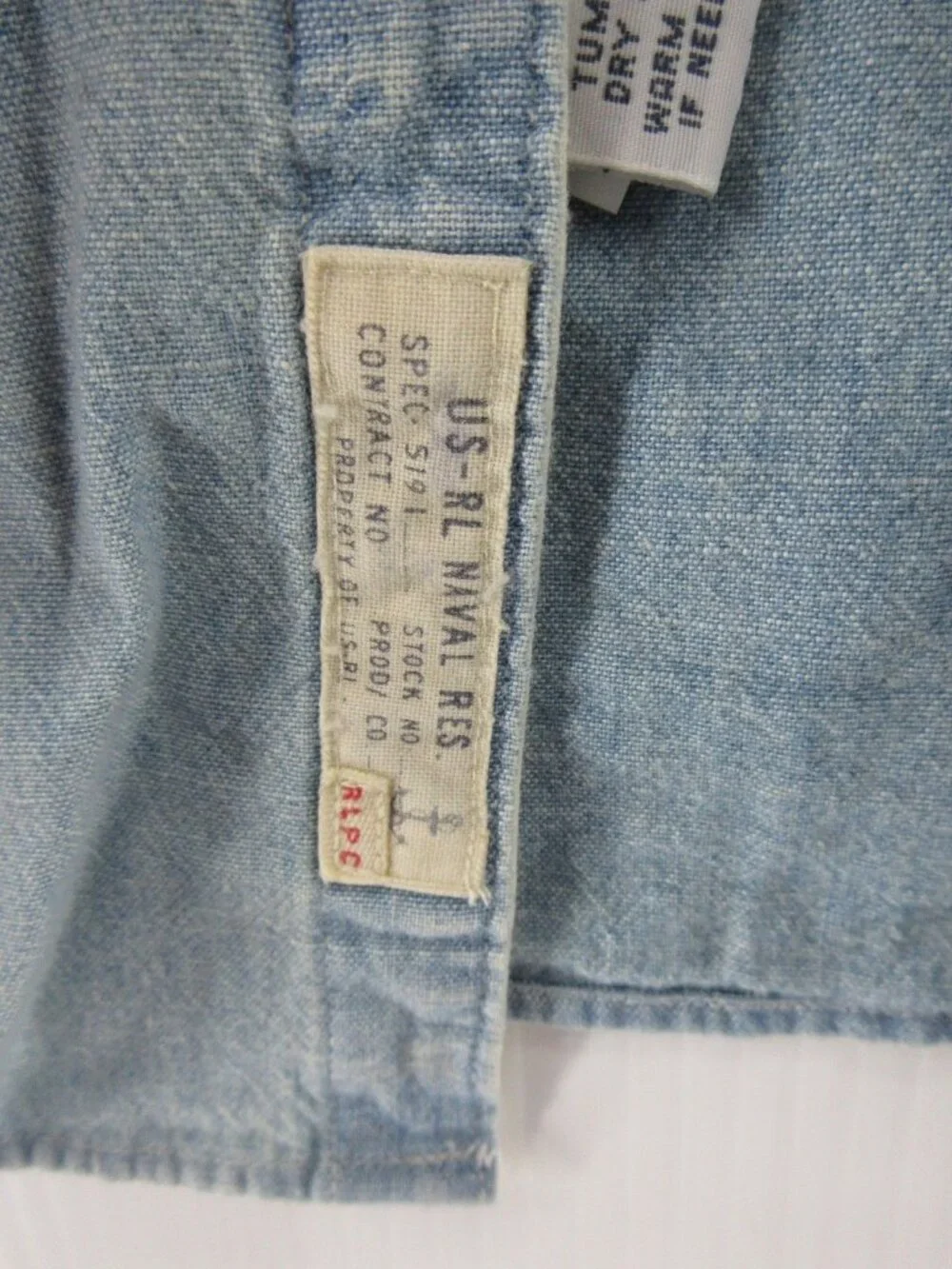 Polo Ralph Lauren Shirt 2XB Big Chambray US RL Naval Res Workwear